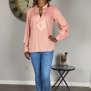 H&M Pink Long-sleeved tunic  blouse  V-neck